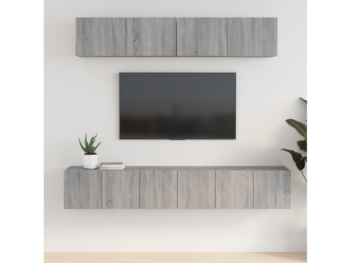 Pack Muebles de Armario Tv 5 Pzs Madera Procesada Sonoma Gris