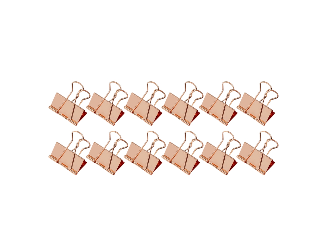 12pcs Pinzas De Carpeta Bonitas 5cm Metal Fuertes Clip De Papel Pequeño Clamp Para Escuela Oficina Oro Rosa