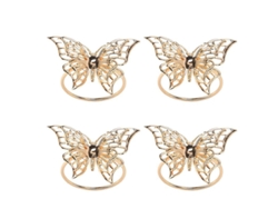 Juego De 4 Servilleteros Dorados Con Forma De Mariposa Para Mesas, Fiestas Y Bodas.