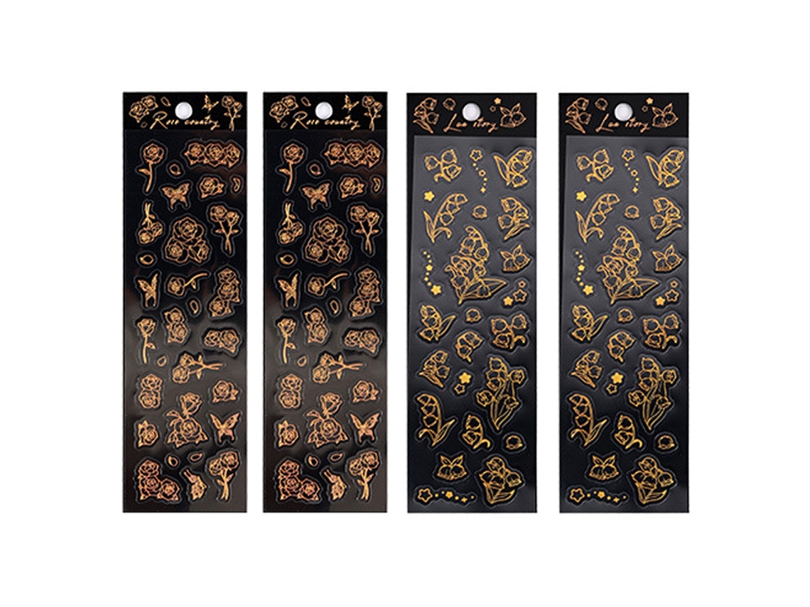 Juego de pegatinas florales transparentes, pegatinas impermeables para monopatín y portátil RNEMITERY