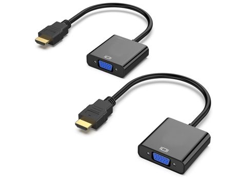 Adaptador HDMI a VGA (paquete de 2) chapado en oro (macho a hembra) para computadora computadora de escritorio computadora portátil PC negro BISBIS...