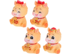 Juego de 4 figuras de caballos de resina hechas a mano que representan micro paisajes artísticos, duraderas, GOKOCO