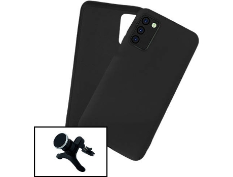 Carcasa + Soporte Magnético Reforzado Samsung Galaxy A03s PHONECARE Silicona Liquida Negro