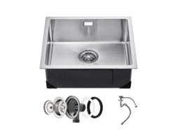 Fregadero de cocina Succebuy de un seno para encimera, 500 x 430 x 190 mm, plateado