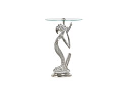 Mesita Auxiliar Aluminio Cristal Persona 46x46x72cm