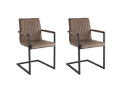 Cadeiras de jantar em estilo retro BELIANI Brandol de Pele sintética Castanho 52x54x87