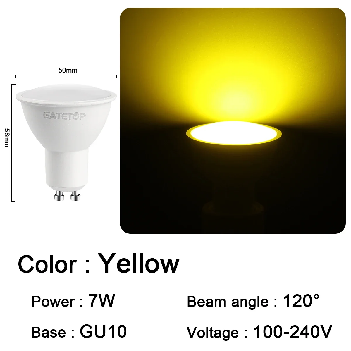 Bombillas Led (gu10 Amarillas, 8 Unidades), Ideales Para Festivales, Karaokes, Bares Y Escaparates.