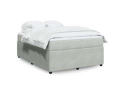 Cama Box Spring Con Colchón Terciopelo Gris Claro 160x200 Cm