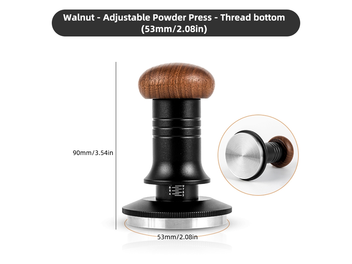 Prensa de café espresso de 53 mm con resorte, 13,6 kg, acero inoxidable, placa