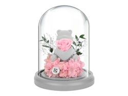 Oso de peluche con rosas eternas, forro de felpa y tapa de cristal con luces. Regalos de cumpleaños para familiares y amigos.