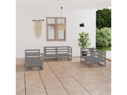 Conjunto de salón de jardín de 6 piezas DKD Home Decor en pino macizo gris