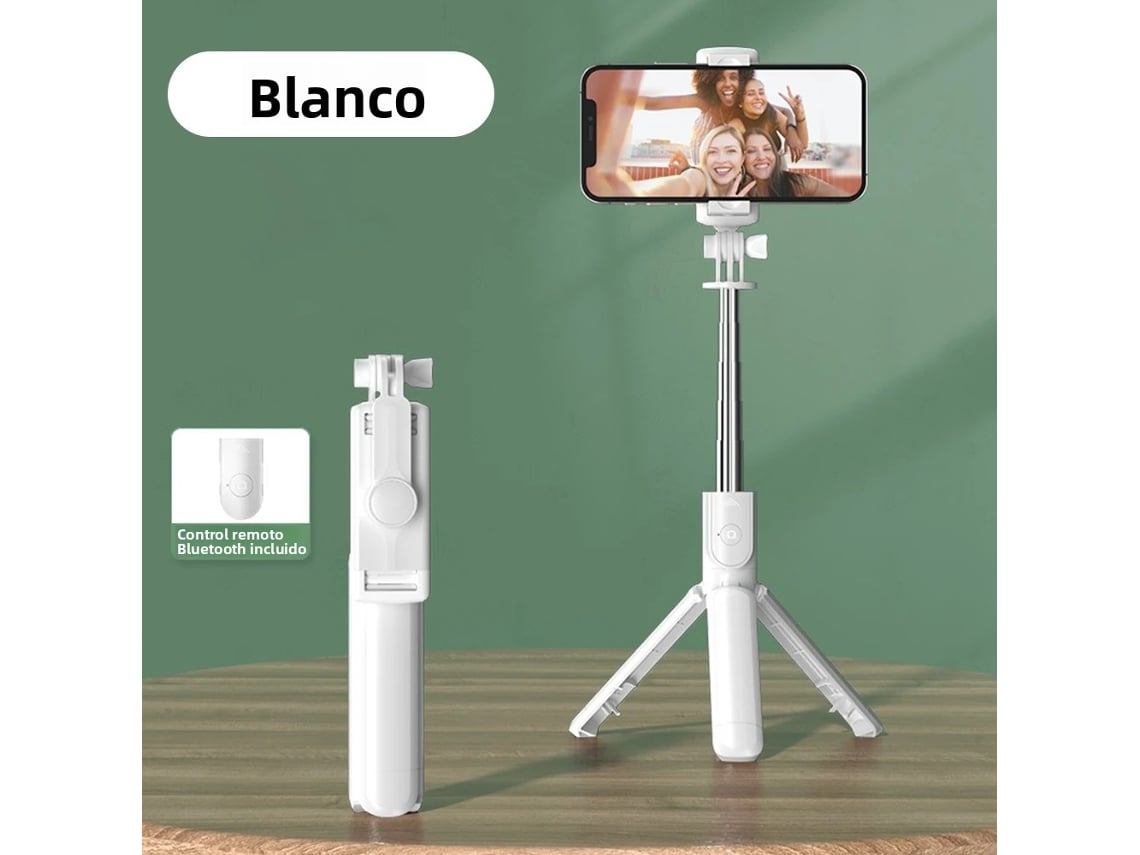 (blanco) Trípode Multifuncional, Palo Selfie Bluetooth Con Control Remoto