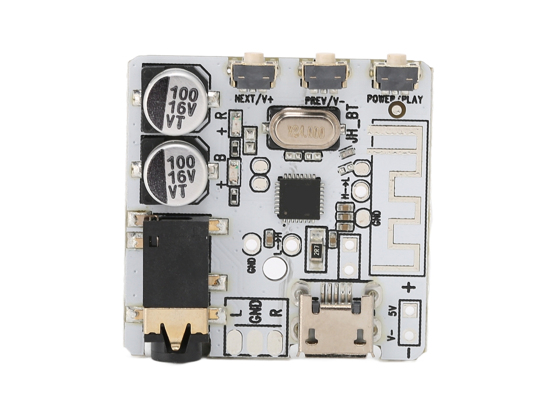 Placa Receptora Bluetooth 5.0 Amplificador Estéreo Estável Com Controle Por Botão Para Diy Branco