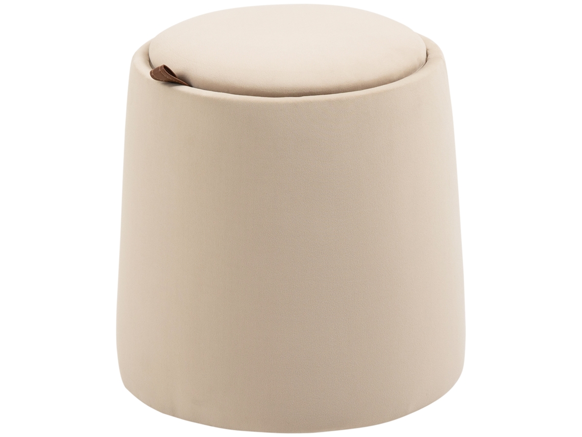 Taburete 2 En 1 Terciopelo Almacenamiento Ø44x47,5 Beige