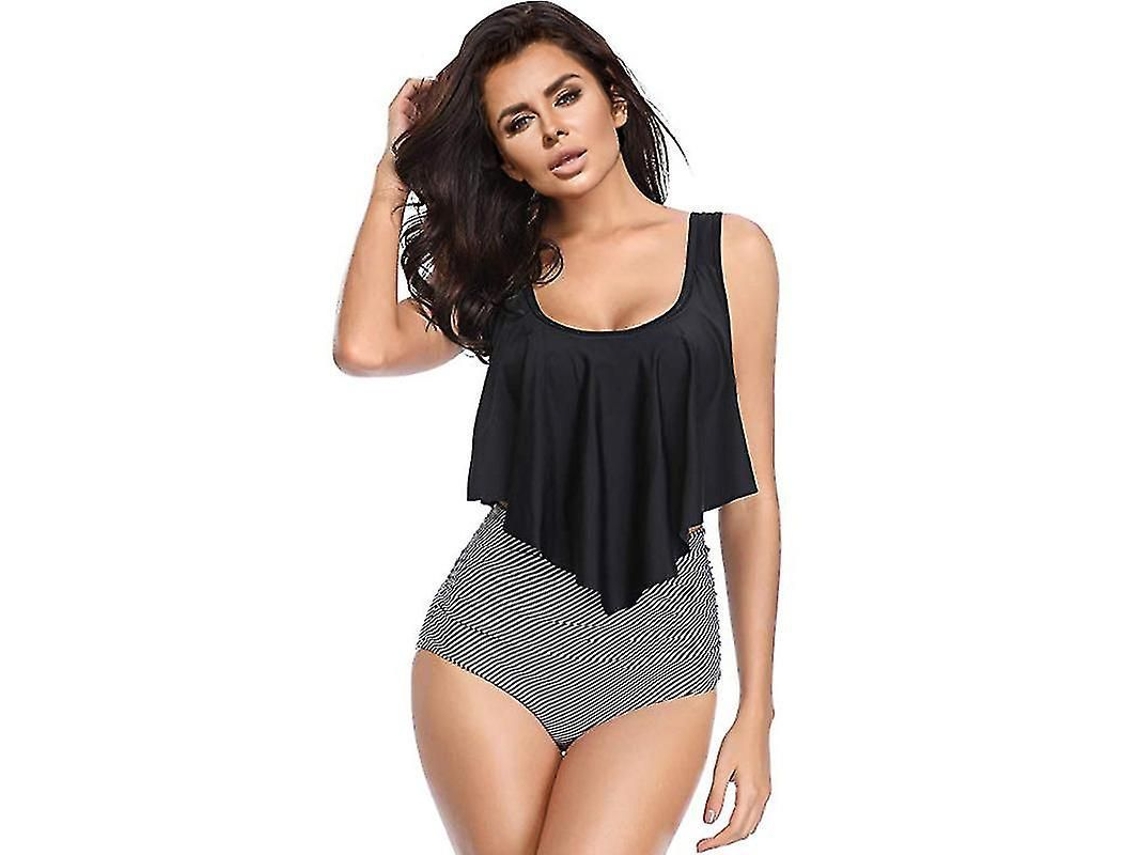 2026-traje De Baño Tankini Para Mujer Con Volantes Y Cintura Alta Bikini Playa Padded Multicolor