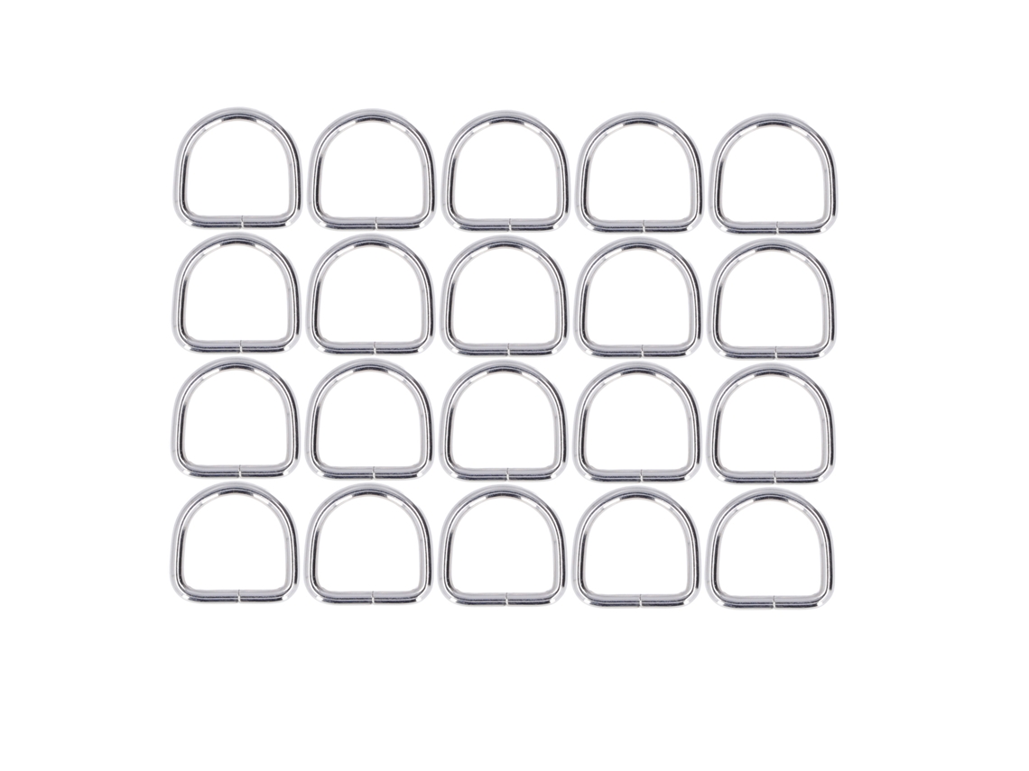 20 Piezas Anillos D De Metal De Hierro Premium Resistentes Para Ropa Bolsas 3.8x25x25mm Plata