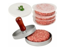 JEIIBRZUI Prensa de hamburguesa de 12 cm con acabado mate 100 hojas de papel pergamino