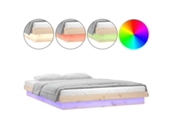 vidaXL Estructura de cama con LED madera maciza 200x200 cm