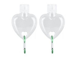 Juego De 2 Botellas De Viaje, 50 Ml, Plástico Pet Transparente, Tapa Abatible, Recargables, A Prueba De Fugas Con Varilla Para Colgar.