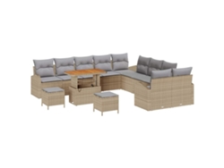 Maison Exclusive - Conjunto De Sofá De Jardín Con Cojín 13 Pcs Beige Y Gris Claro