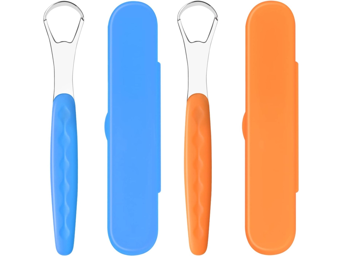 2 Limpiadores De Lengua De Acero Inoxidable Con Estuche De Viaje Para Un Mejor Aliento E Higiene Bucal Digitallab