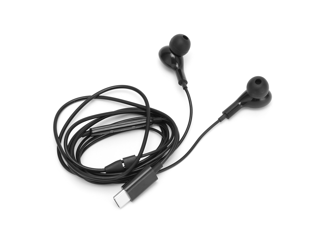 Fone De Ouvido Com Fio Type C Chip Digital Cancelamento De Ruído Controle De Volume Preto
