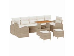 Maison Exclusive - Conjunto de sofás de jardín con cojines, 10 piezas, beige y crema