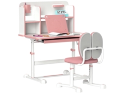 Conjunto de escritorio y silla infantil, altura regulable, 80x55x107,5 cm, rosa.