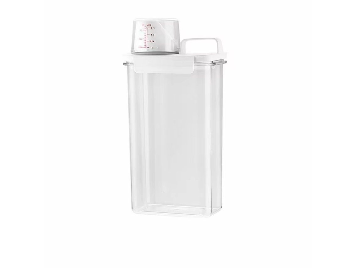 (2300 Ml) Dispensador De Detergente Para Ropa Sellado, Caja De Almacenamiento De Polvo Transparente