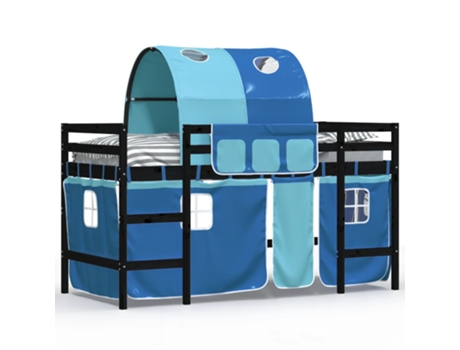 Cama alta para niños VIDAXL con torre madera pino azul (80x200cm)