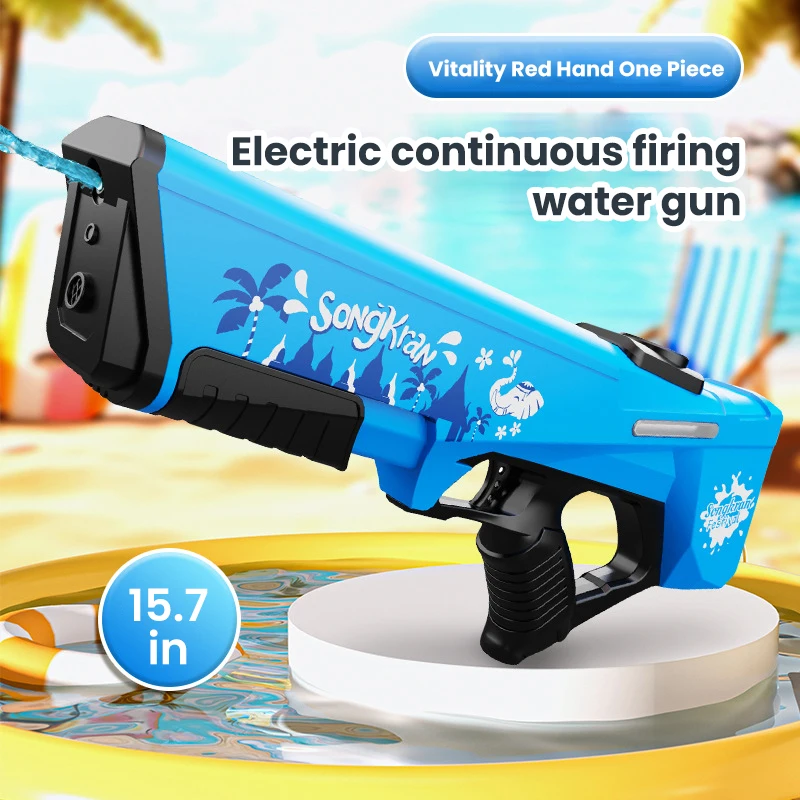 (azul) Pistola De Agua Totalmente Eléctrica - Almacenamiento Automático De Agua - Juguete Para Jugar Con Agua
