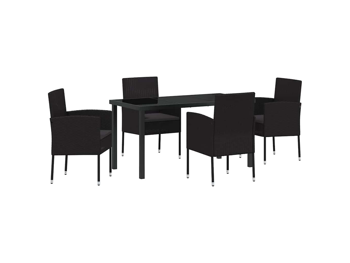 Maison Exclusive - Conjunto De Comedor De Jardín 5 Pcs Negro Ratán Sintético