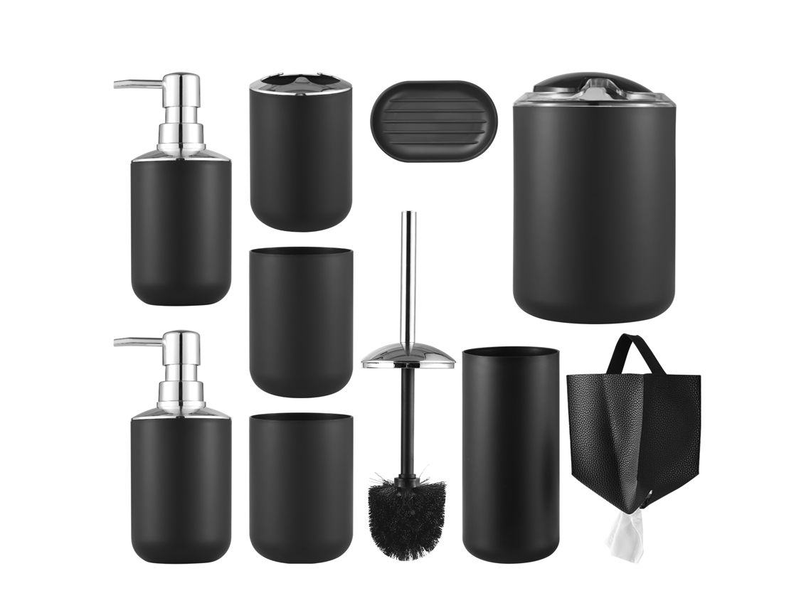 Juego de accesorios de baño de 9 piezas en color negro