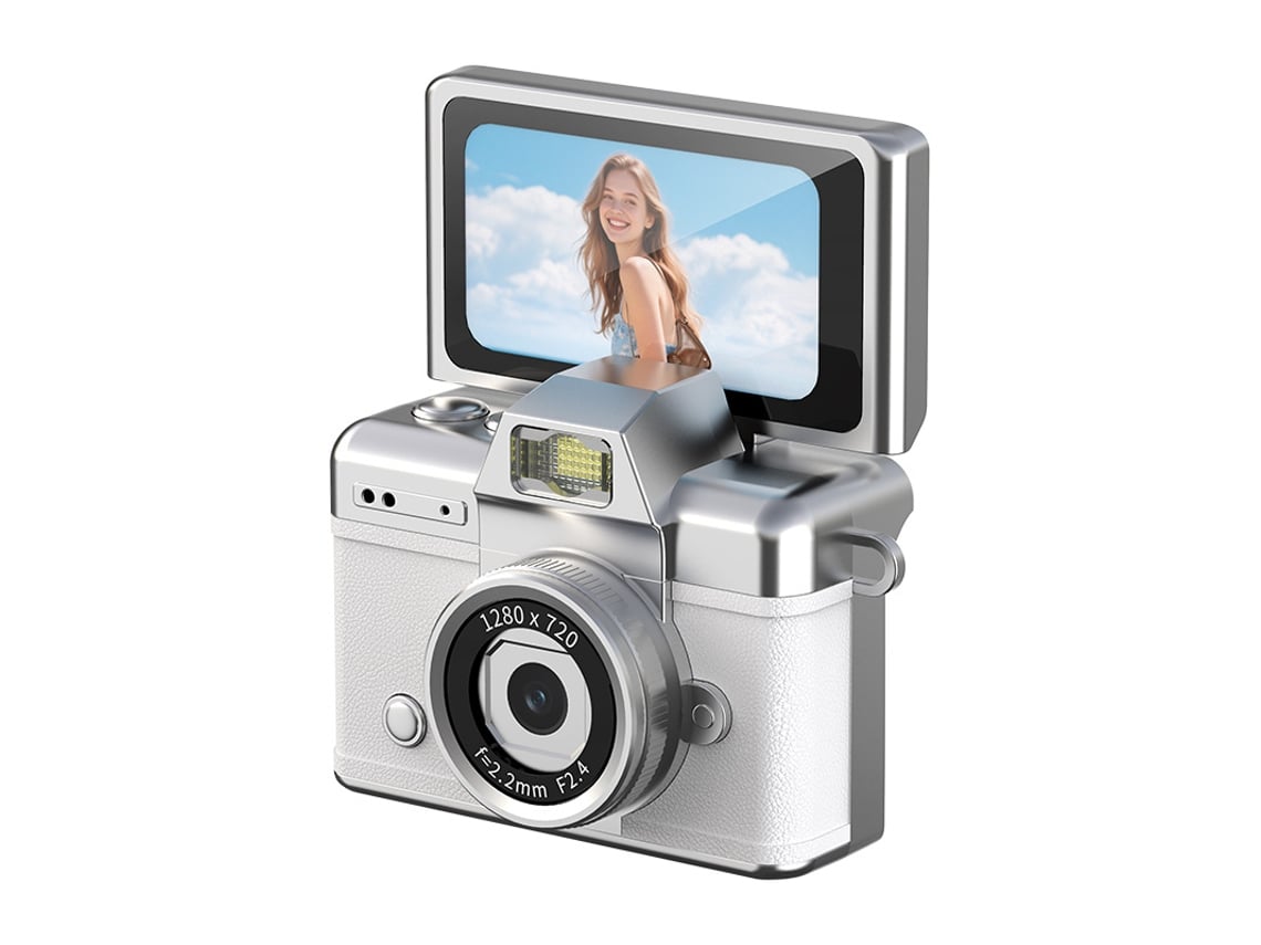 Câmera Infantil Czhhmart Retrô. Tela Basculante.inclui Cartão Tf De 32 Gb (branco)