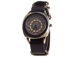 Reloj De Pulsera Unisex De Estilo Retro Punk Con Correa De Aleación De Pu Y Movimiento De Cuarzo Marrón Oscuro.