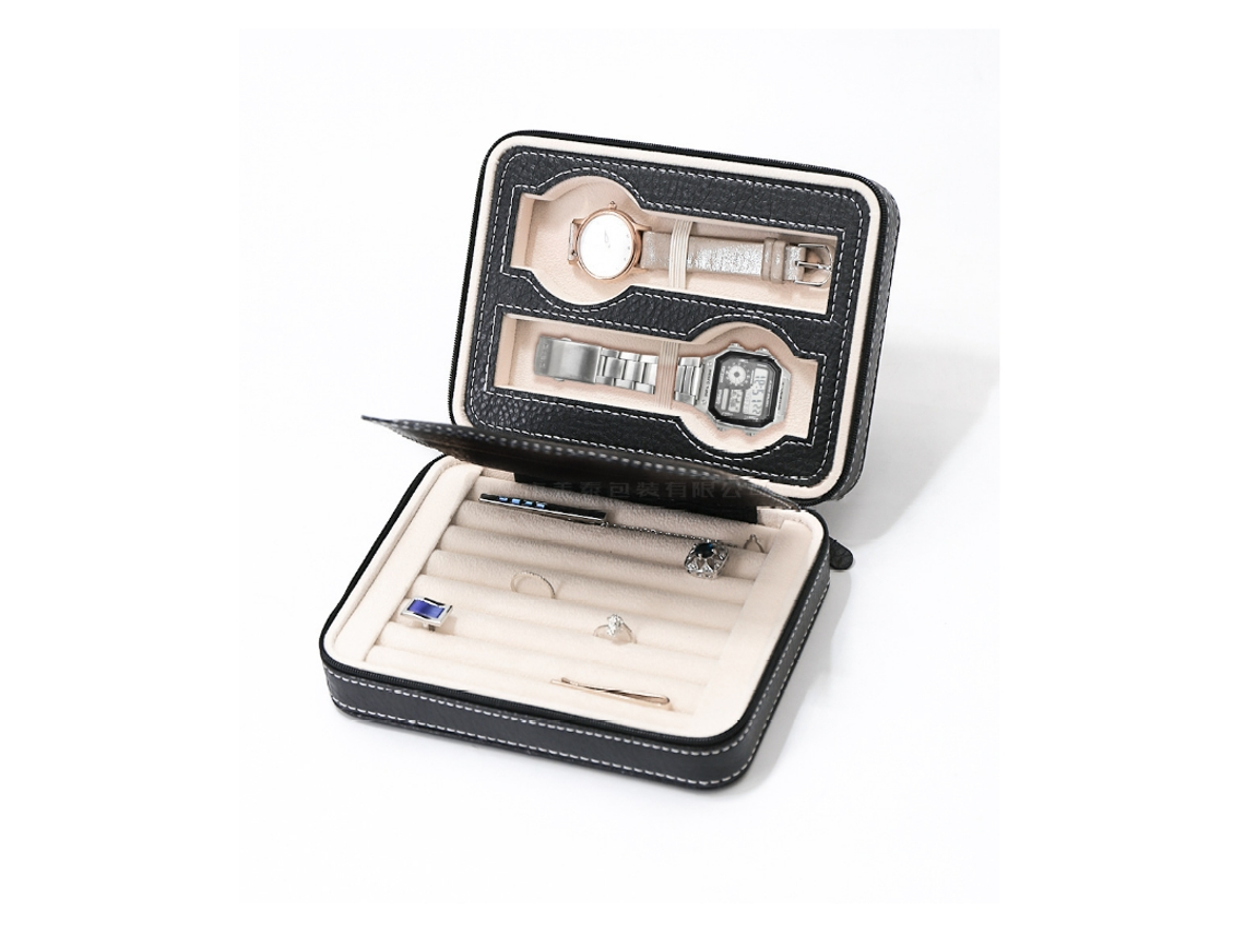 Caja de almacenamiento para relojes y joyas con doble compartimento