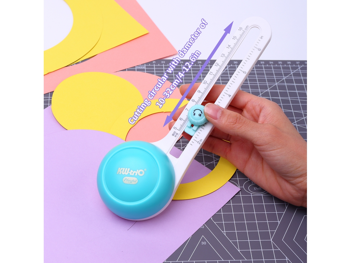 Cortadora de papel rotativa KW-Trio: herramienta de corte manual para scrapbooking, tarjetas DIY y manualidades con cabezal de repuesto.