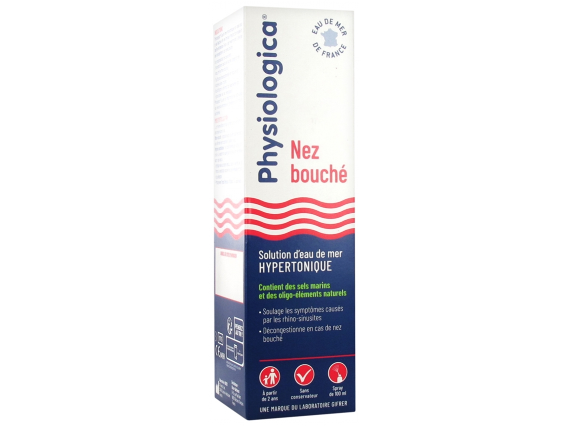 Physiologica Solución Hipertónica de Agua de Mar Spray Nasal Tapado 100 Ml GIFRER