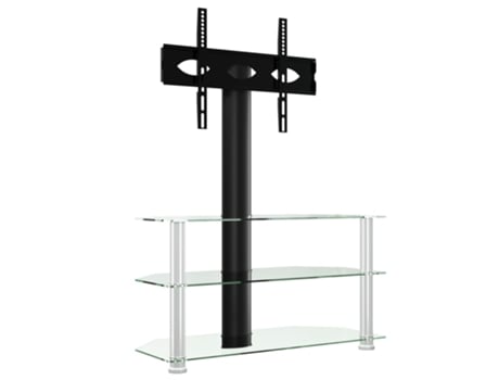 Mueble TV esquina 3 niveles para VIDAXL pulgadas negro plateado (90 x 40 x 110 cm)