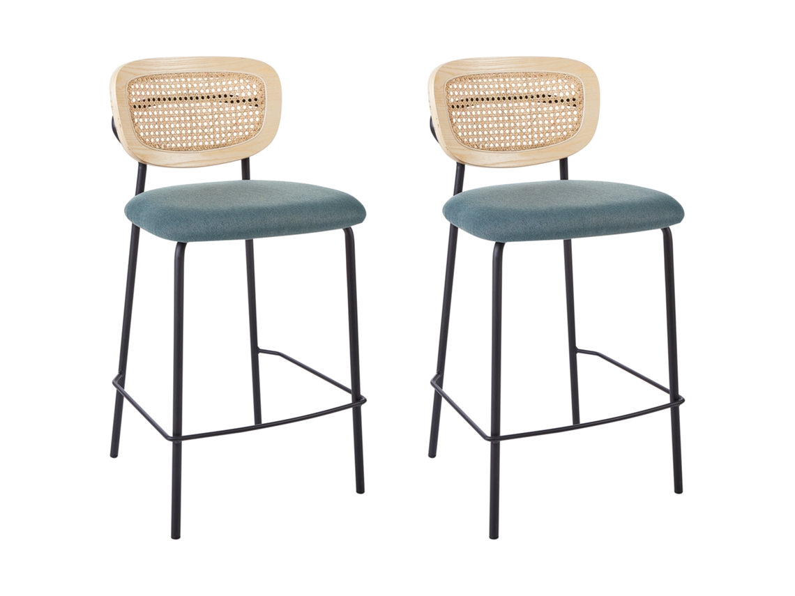 Conjunto de 2 cadeiras de bar BELIANI Mayetta de Poliéster, Rattan/vime Natural 45x43x90