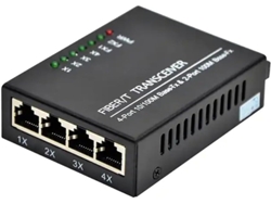 Convertidor De Medios De Fibra Óptica 10/100 De 2 Puertos, 4 Puertos Rj45, 1310 Nm/1550 Nm, Monomodo Simplex, 20 Km, Conector Sc, Enchufe Europeo.