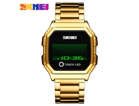 Relojes deportivos digitales con pantalla táctil y relojes de pulsera electrónicos para hombre, tira de acero dorado LUUCOZK