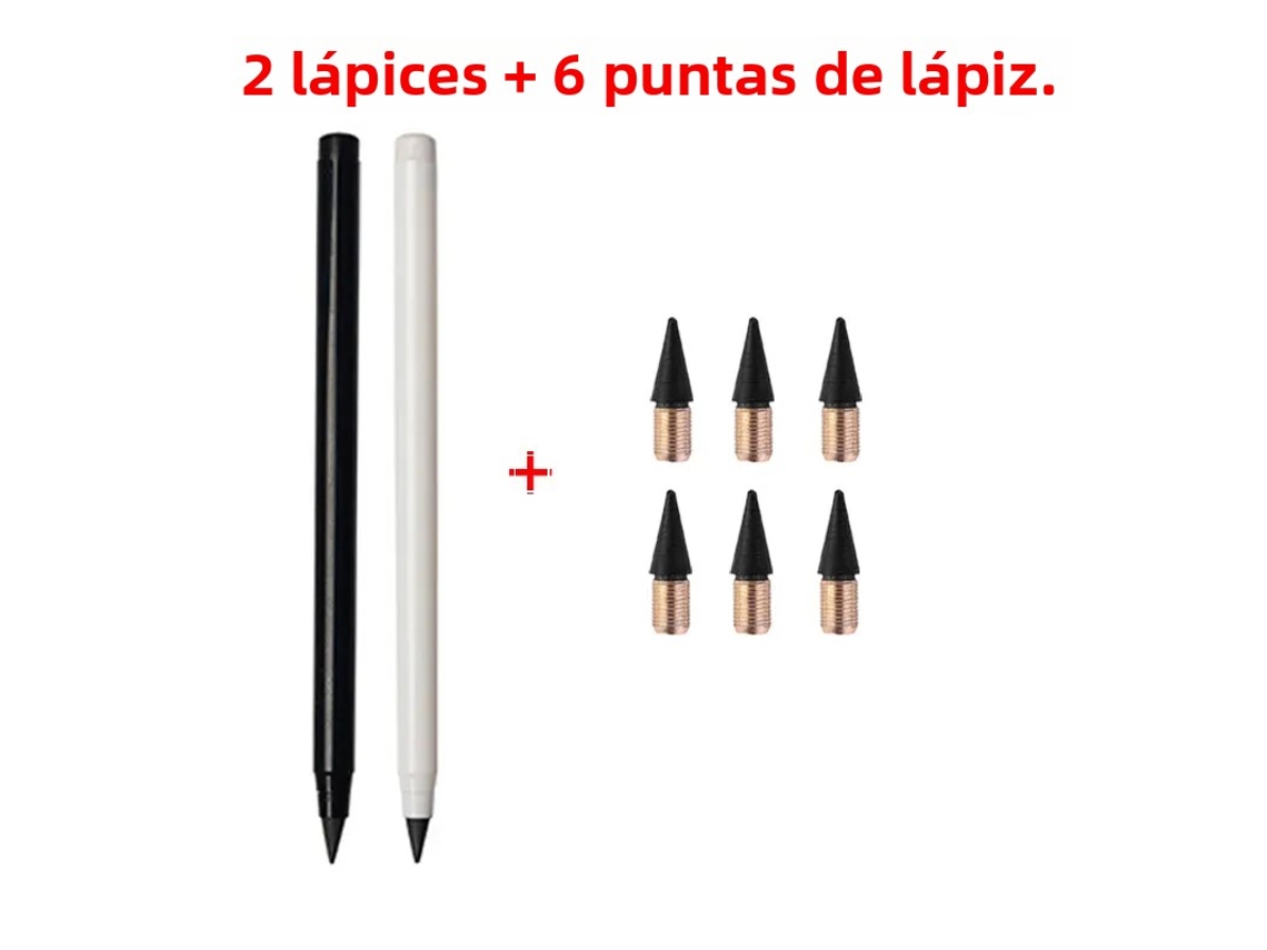 (estilo A) Juego De Lápices De Escritura Infinita, Incluye 2 Lápices Y 6 Minas De Repuesto, Borrables.