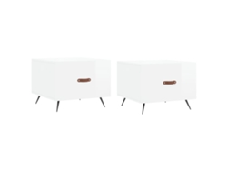 Maison Exclusive - Mesa De Centro 2 Uds Madera Ingeniería Blanco Brillo 50x50x40cm