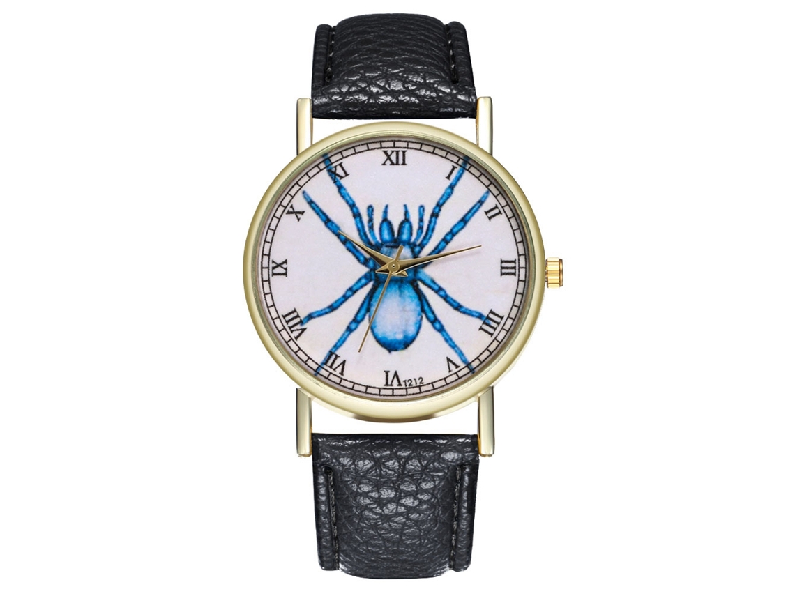 Reloj De Cuarzo Unisex Con Patrón De Insectos Moda Casual Regalo (negro)