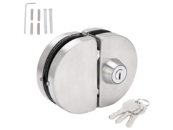 KOFIHETY Cerradura de puerta corrediza de vidrio, de acero inoxidable, con doble perno y sin marco, antirrobo, con llave exterior para oficina, baño, entrada d