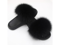 2026-zapatos De Pelo De Zorro Para Mujer - Chanclas De Pelo Abiertos Confortables Interior Y Exterior
