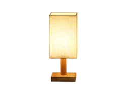 Lámpara De Mesilla De Noche Minimalista Moderna Con Protección Ocular, Usb, Bambú, Beige, Blanco