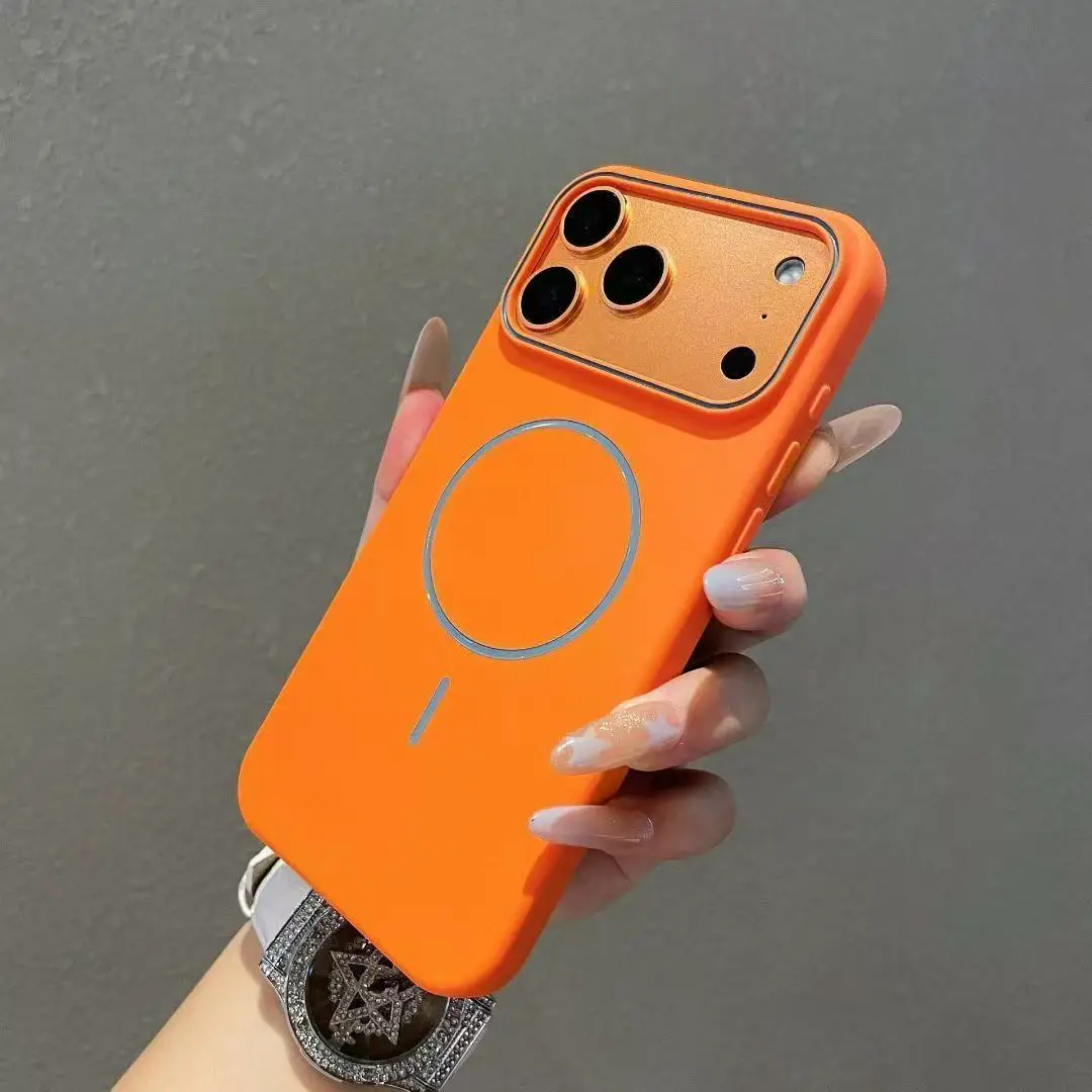 (hola Iphone 15 Plus, Color Naranja) Funda Magnética Magsafe Para Iphone, Resistente A Los Golpes.