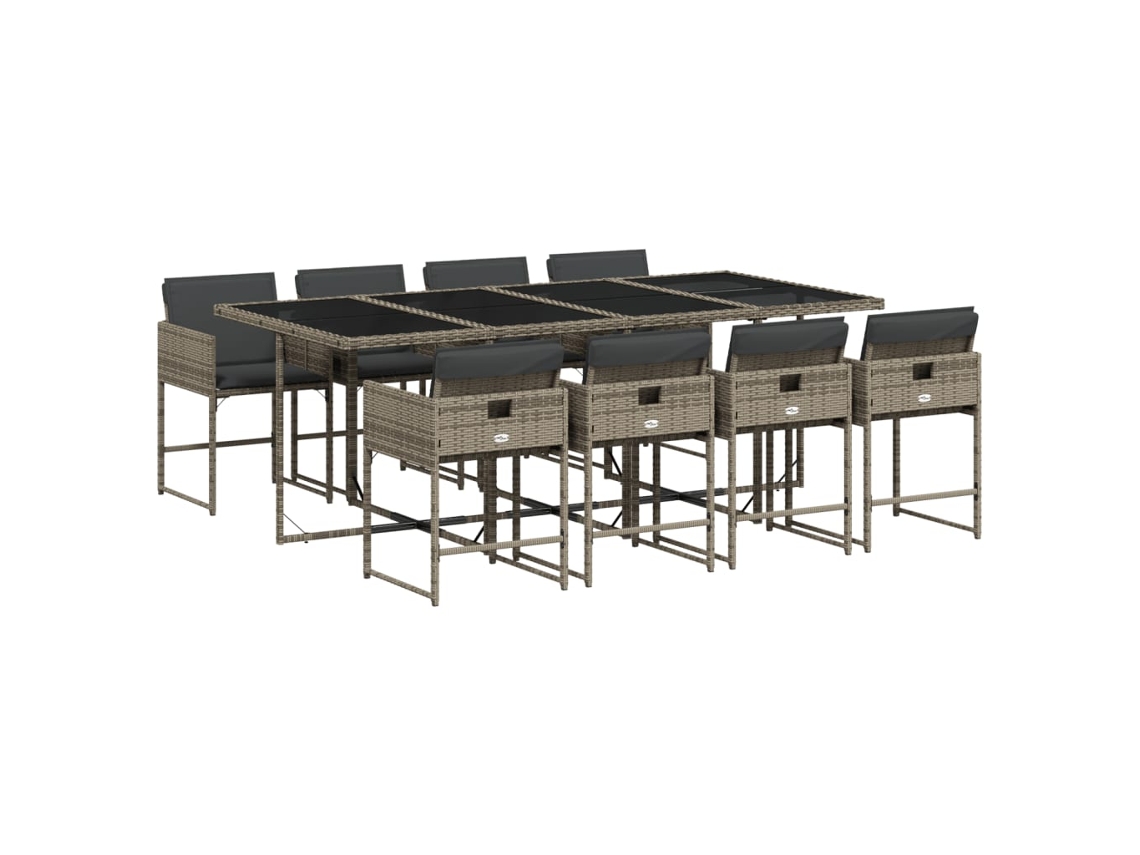 Maison Exclusive - Set Comedor Jardín 9 Pzas Y Cojines Ratán Sintético Gris